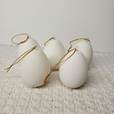 White Blank Hollow Plastic Easter Eggs Lot Ornaments 2.5 Inches Set Of 5