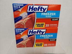 Hefty Freezer Bags One Zip Slider Bags 1qt 35/BX Clear R82235