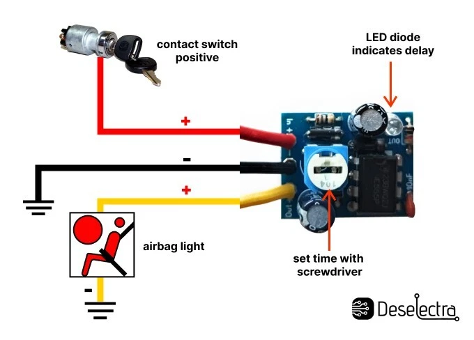 Abs srs airbag mini car led timer interruptor luz rele 1-10 sec delay off 12V - Imagen 2 de 4