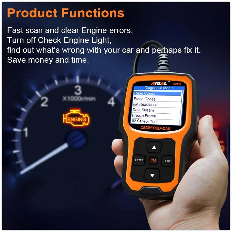 2025 ANCEL AD410 Profi KFZ OBD2 Diagnosegerät Auto Scanner Fehler Auslesegerät - Bild 2 von 4