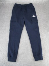 Adidas Sweatpants Mens Small Navy Blue Fleece Lined Cargo Taper Leg NEW