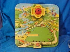 1930s FUTURMATIC AIRPORT Tin Litho WIND UP Toy BASE by AUTOMATIC TOY Co