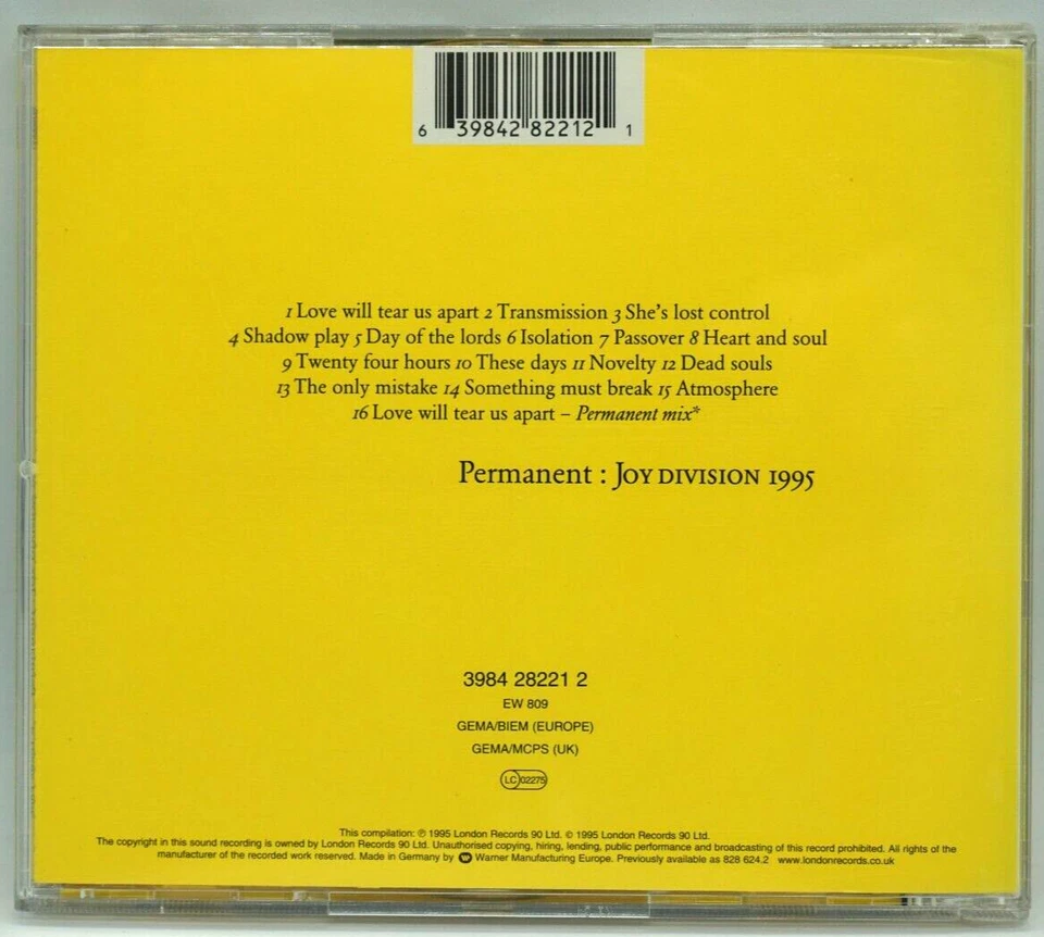 Joy Division : Permanent - Joy Division 1995 CD Album - New Order - HTF - Image 2 of 3