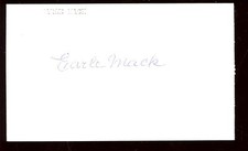 Earle Mack Philadelphia A's Autographed 3x5 Index Card T206 w/ B&E Hologram