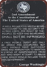 The 2nd Amendment G. Washington Vintage Look Reproduction Metal Sign 8 x 12
