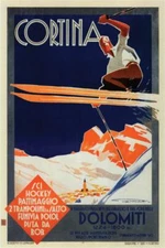 Cortina Dolomiti Superski Skiing Italy Vintage Travel Poster 16x24