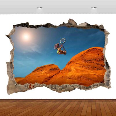 3D-Wandbildaufkleber Mountainbike Radfahren extreme Fahrt Wandaufkleber Poster Vinyl S312