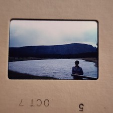 1970s Yellowstone National Park Snapshot Photo, Woman Posed at Waters Edge