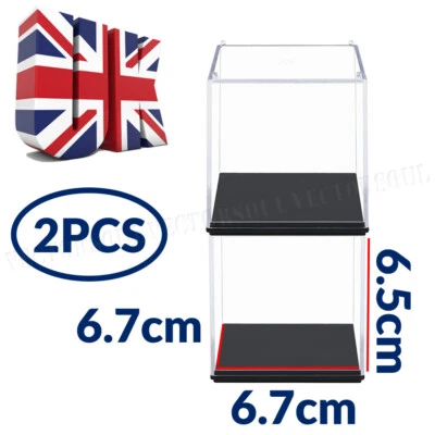 2PCS 6.7cm Small Acrylic Display Case Dustproof Box Perspex Clear Collectibles