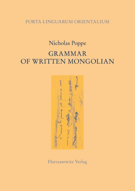 Grammar Of Written Mongolian Nicholas Poppe