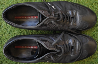 PRADA Sport Black Nylon & Leather Men's Designer Shoes 4E 1595