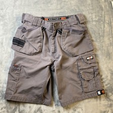 Herock Heavy Duty Work Shorts Mens 32x10 Grey Canvas with Carpenter Tool Pouches