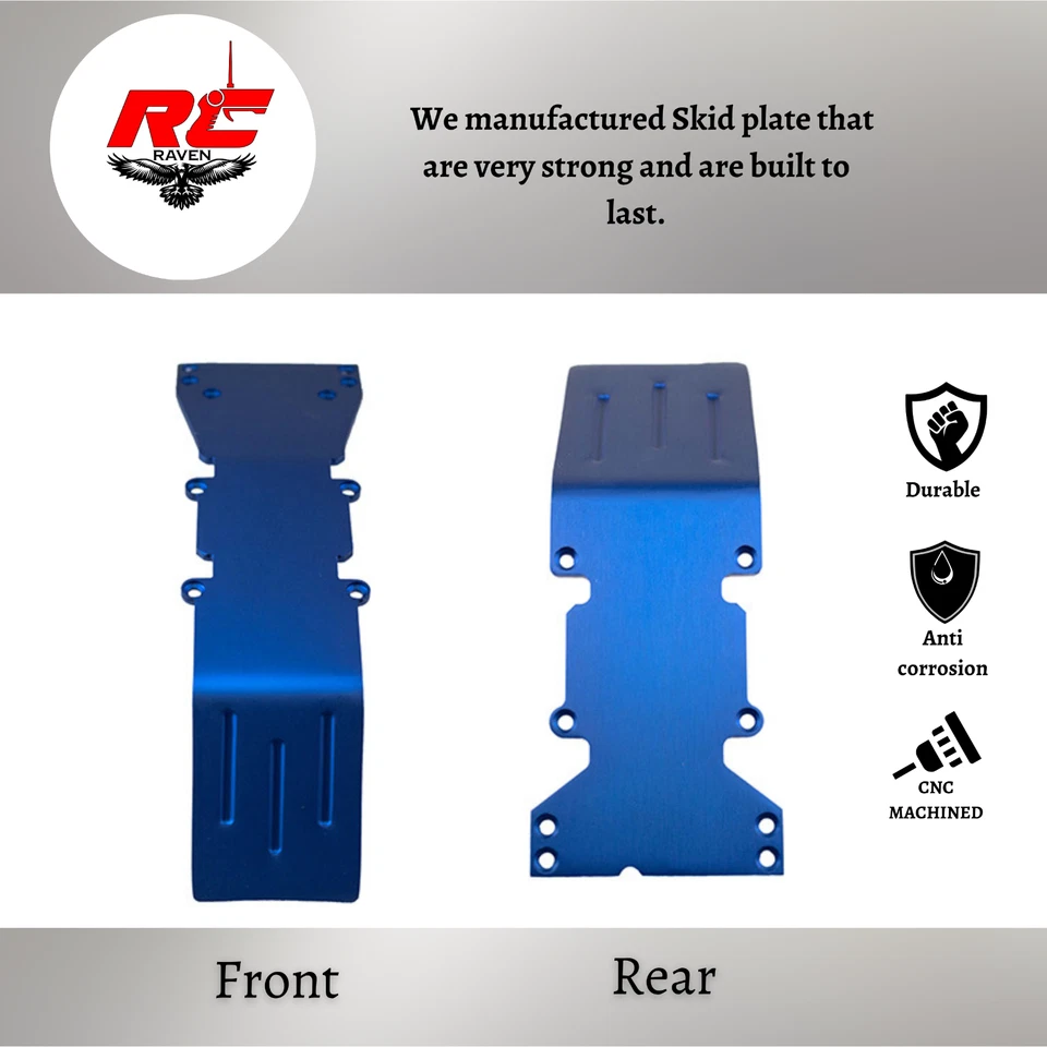 T-Maxx, E-Maxx Juego de placas de deslizamiento de aluminio anodizado azul NUEVO delantero y trasero Foto 2 de 3