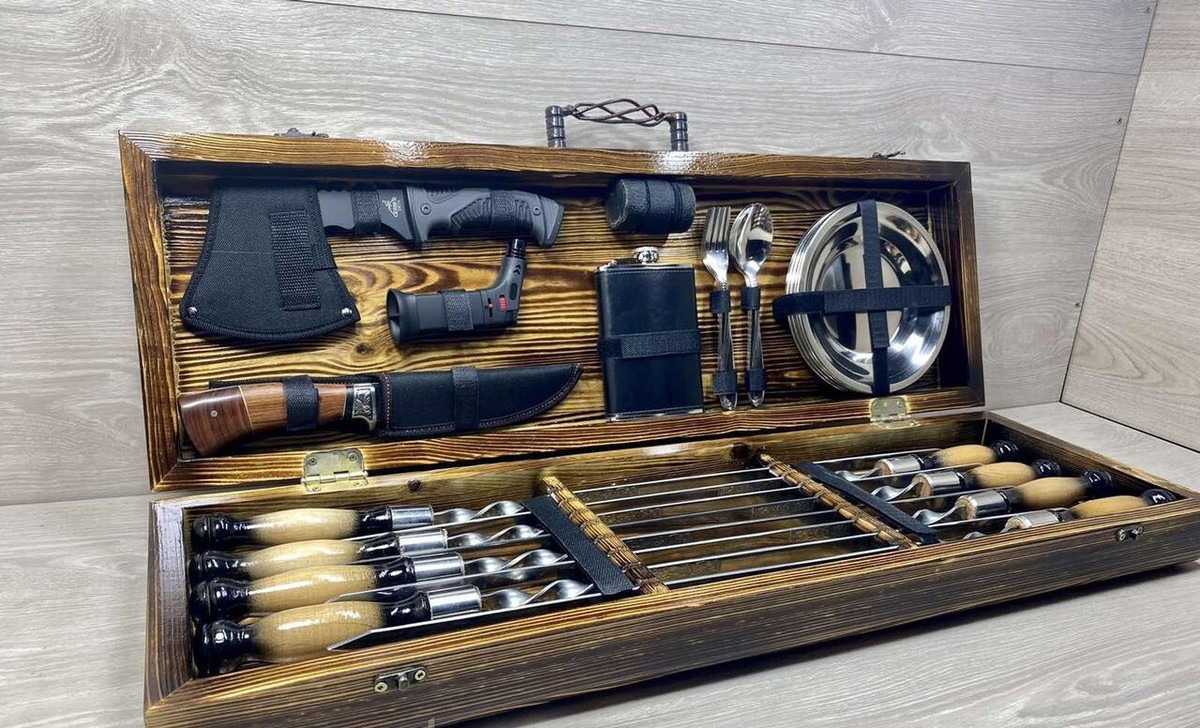 Skewers set grill set shashlik barbecue set BBQ UKRAINE (7802) | eBay