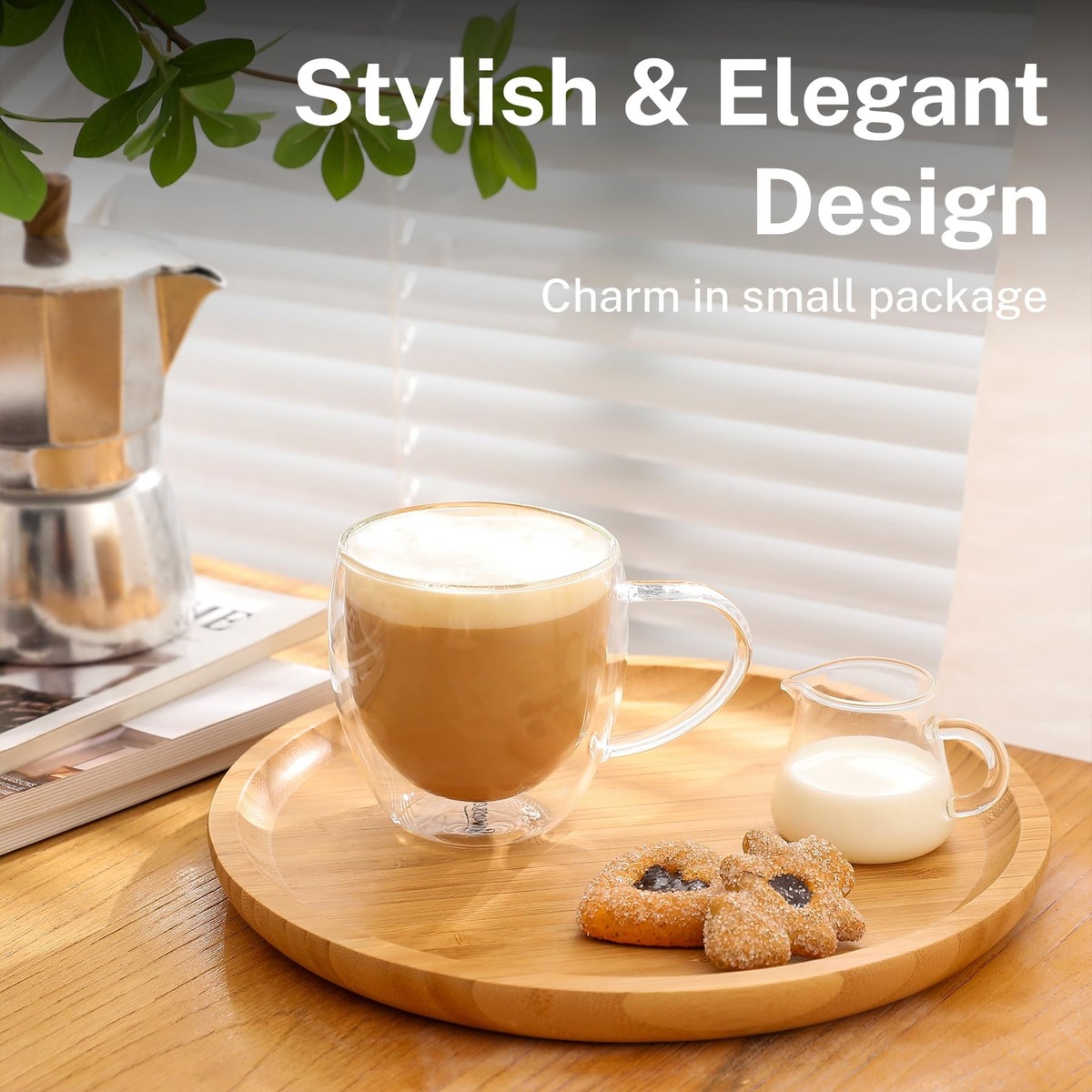 Clear Coffee Mugs - 8 oz Double Wall Glass Coffee Mugs Set of 4 Perfect for  E... | eBay