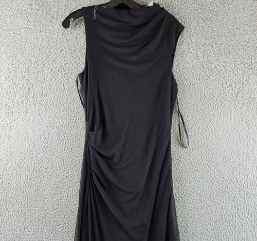 Donna Morgan Side Pleat Asymmetric Maxi Dress Women's 8 Black Side Zip Closure - Picture 4 of 15