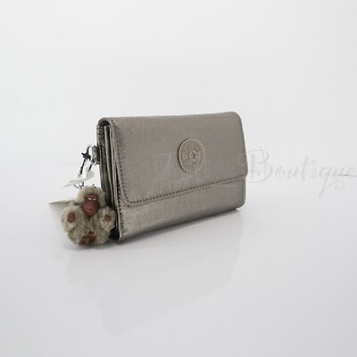 Kipling PIXI Snap Medium Trifold Wallet AC6108 Polyamide Metallic