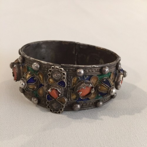Antikes algerisches Berber Silber Koralle Halskette Emaille Armband 19. Jh. Hand - Bild 8 von 12