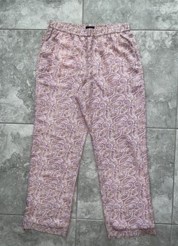 Pantalone J crew 100% seta spiaggia paisley stampa floreale pull on rosa nuovo 8 - Foto 3 di 13