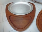 3 Vtg GLADMARK Burbank Sizzling Steak Platters w Teak Trays Guitar Pick MCM A+ — photo 5
