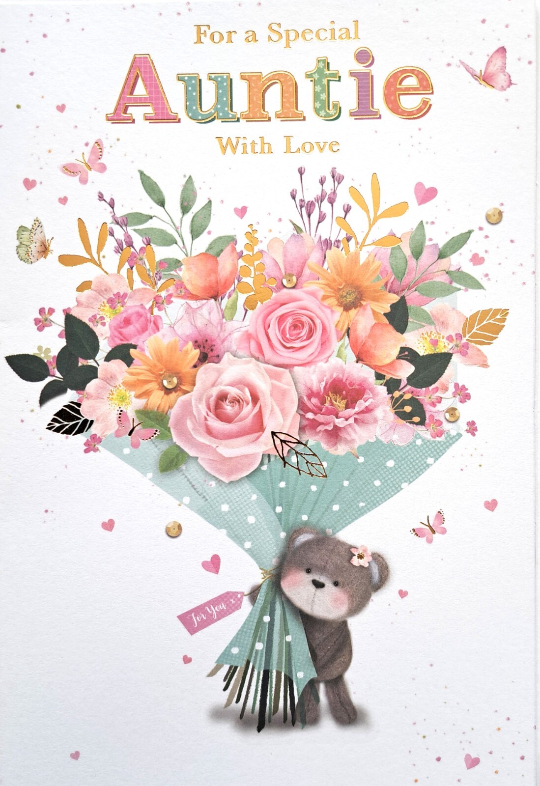 For A Special Auntie With Love Birthday Card. 19x13cm