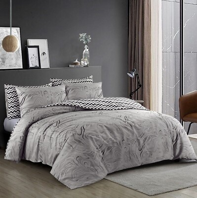 GRAUER BETTBEZUG 100 % ÄGYPTISCHE BAUMWOLLE BETTBEZÜGE BETTWÄSCHESETS DOPPEL KING SIZE
