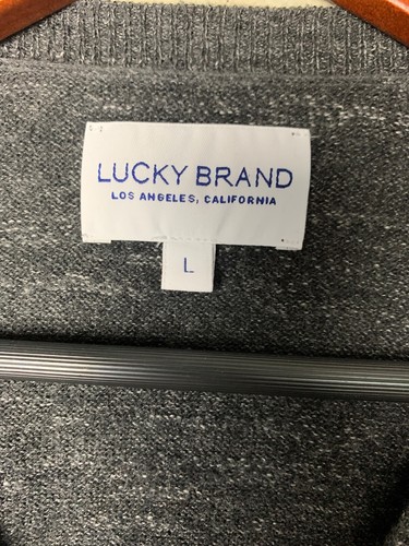 Suéter Pullover Gris Cuello en V 100% Algodón Talla L Lucky Brand Para Hombres - Imagen 3 de 5