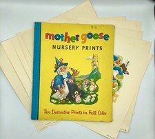 Vintage 1960  s Set of 10 Mother Goose Colorful Nursery Prints /b