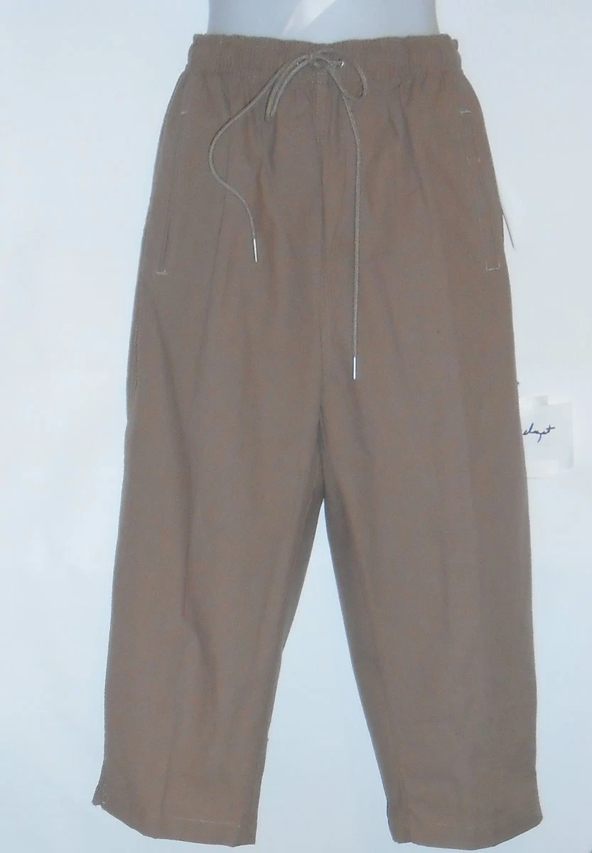 Hastings & Smith Petite Ladies Drawstring Waist Capri Pants Taupe Gray PM NWT