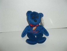 2000 CELEBRITY BEARS PEANUTS Lucy "Kick It You Blockhead" blue teddy 9" Plush