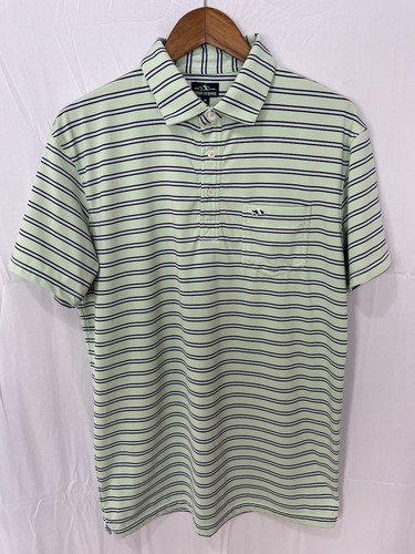Fish Hippie Co Pocket Polo Shirt Men's Medium Green Striped Performance Golf - Picture 2 of 7