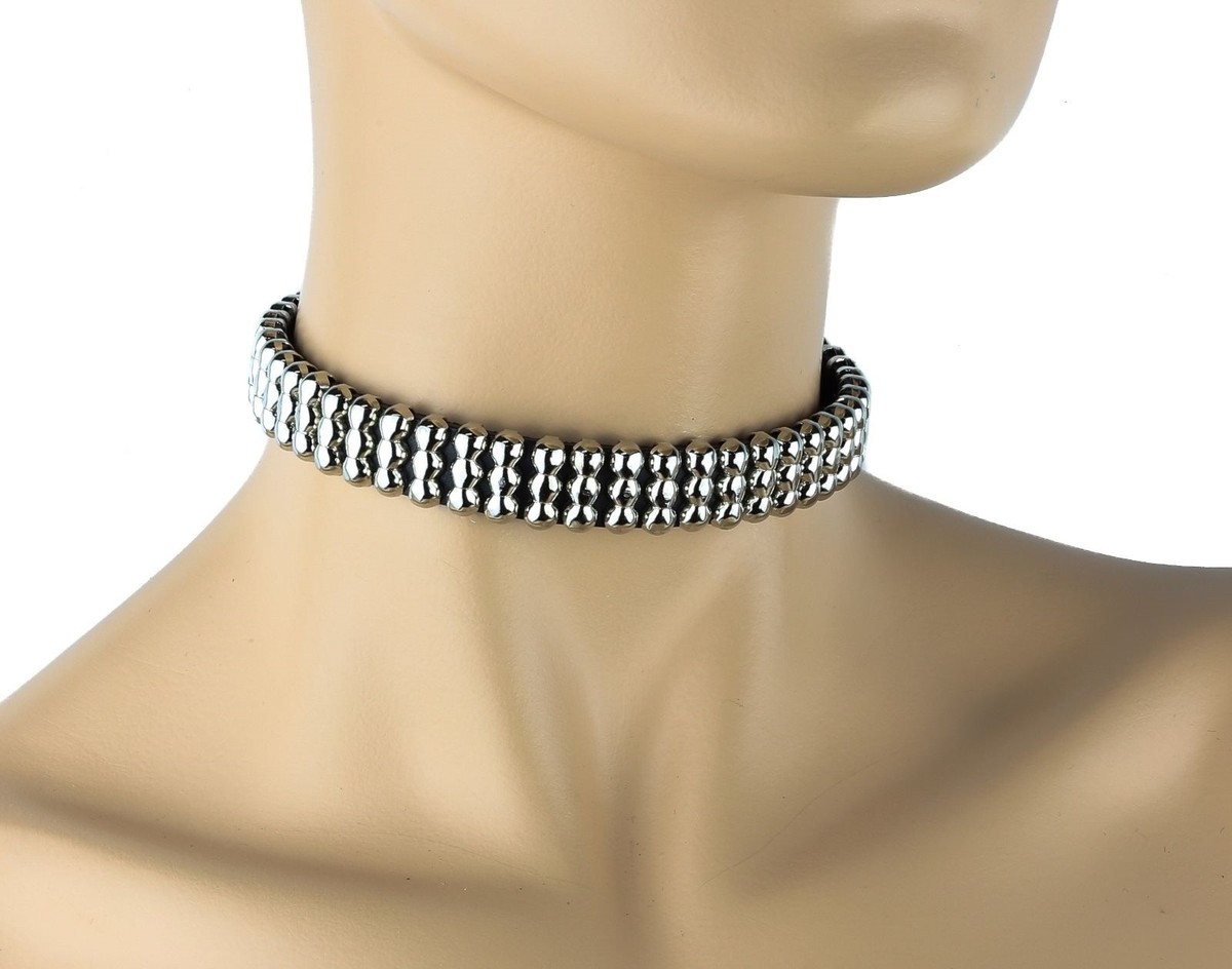 Silver NCIS Abby Studded Choker Goth Punk Gothic Choker