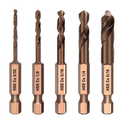 M35 Cobalt Stubby Drill Bit Set, 3/32''-1/8''-3/16''-1/4''-5/16'' 5PCS HSS Metal D...