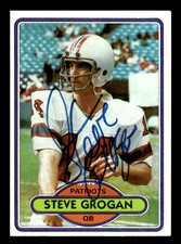 Steve Grogan Patriots 1980 Topps Auto #435 New England Football QB w/COA