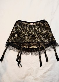 Agent Provocateur Leoni 3 Piece Lingerie Set Black Gold Bra Suspender UK 8