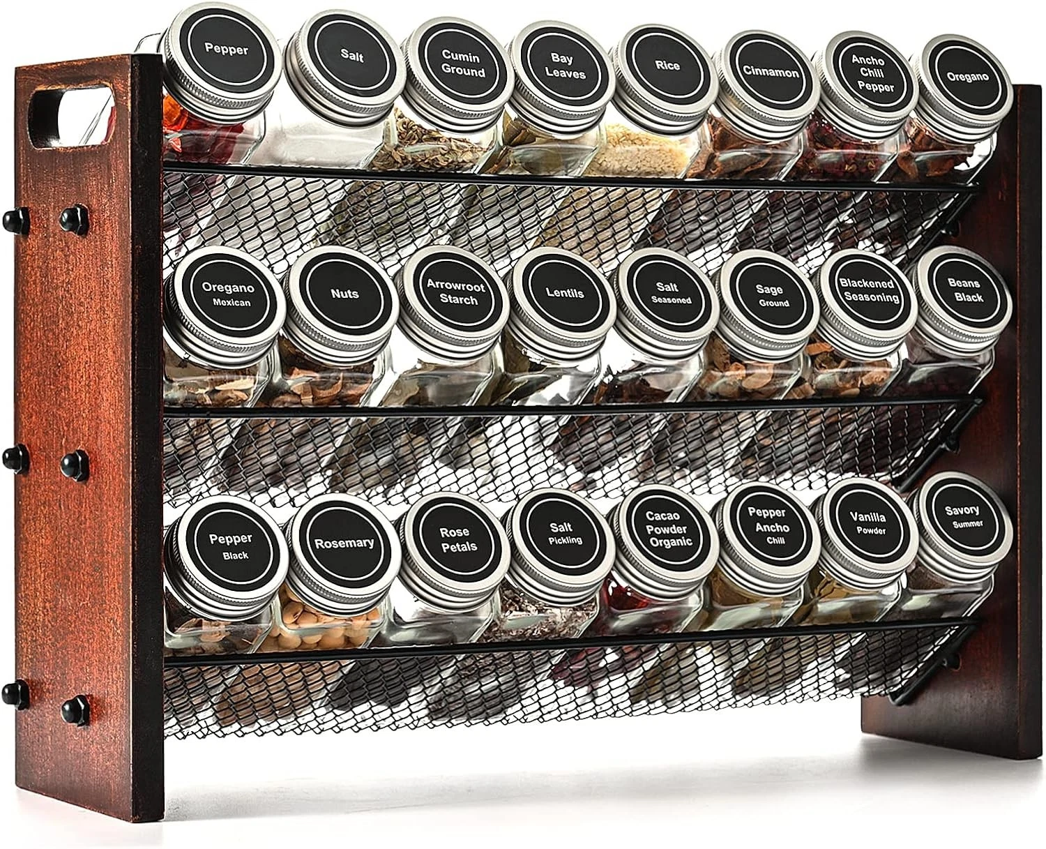 Spice Rack Spice Rack Organizer without Seasoning Jars Wooden Rustic 3 Tier