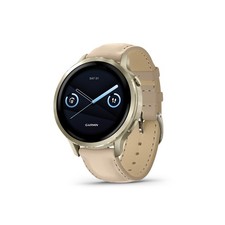 Garmin Venu 4 Smartwatch Lunar Gold/Light Sand Leather