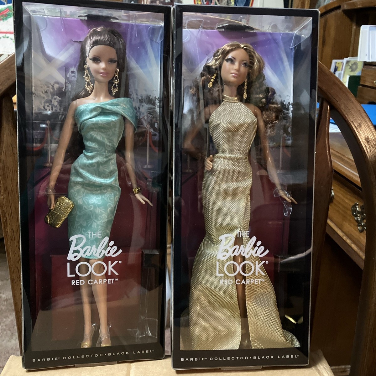 Barbie The Look Red Carpet Gold Dress Gown Rooted Lashes AA