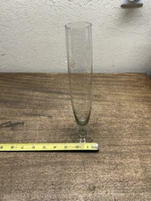 Vintage 10” Floral Etched Clear Glass Pedestal Footed  Bud Vase