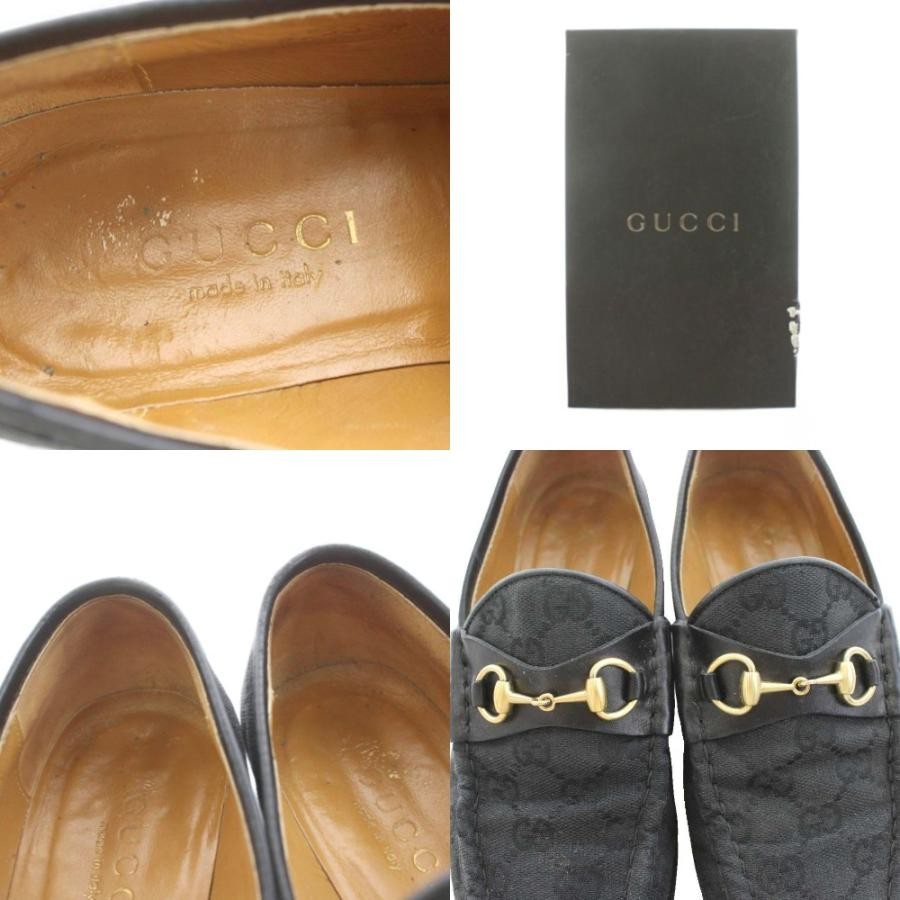 GUCCI Horsebit GG Canvas Loafers Dress Shoes Size:36/JP:23 Black 141126K Authen thumbnail 7