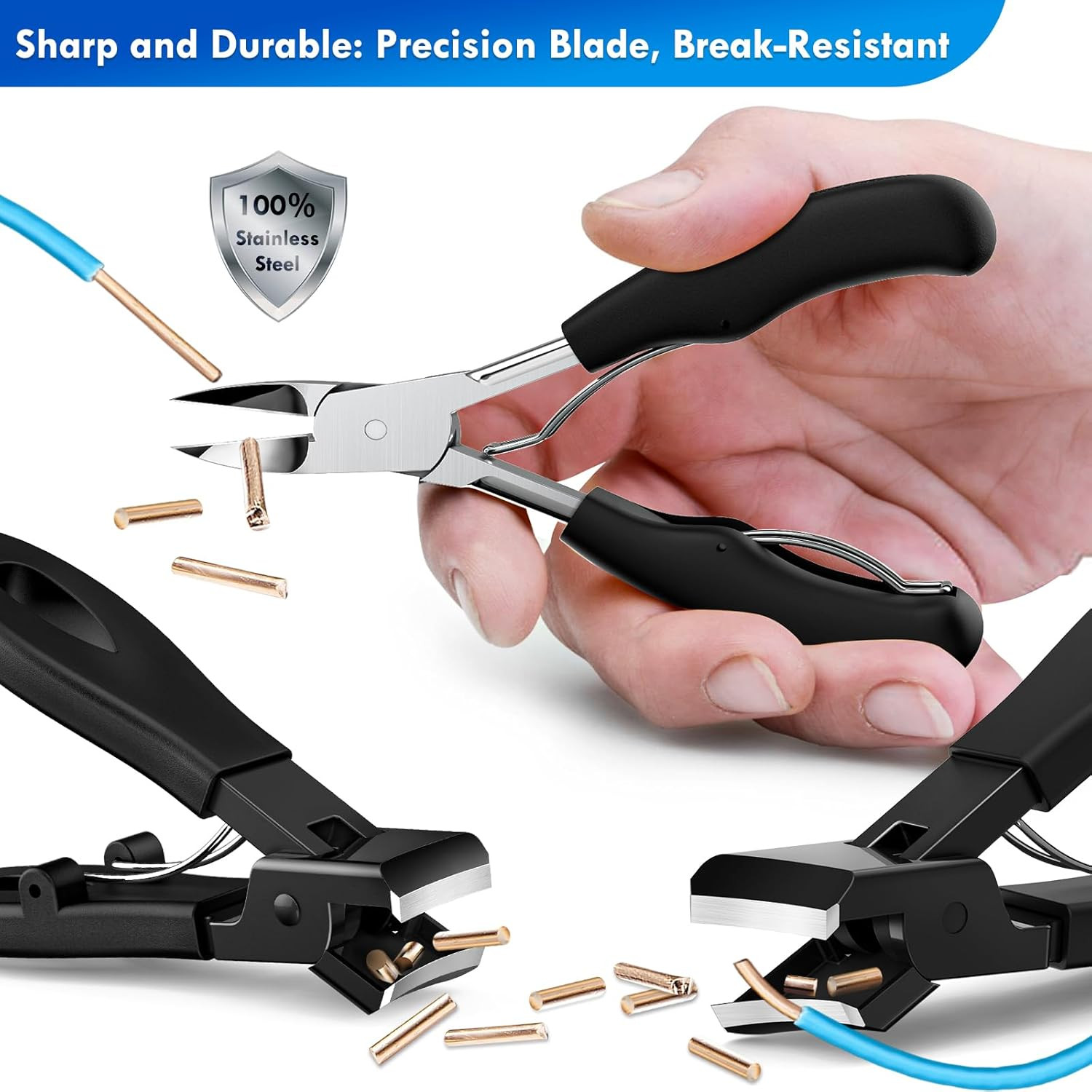 Professional Ingrown Toenail Tools Kit for Seniors,Wide Jaw Straight Nail Clippe