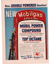 1954 Mobilgas Special Double Powered Mobil Power Compound Gasoline Print Ad