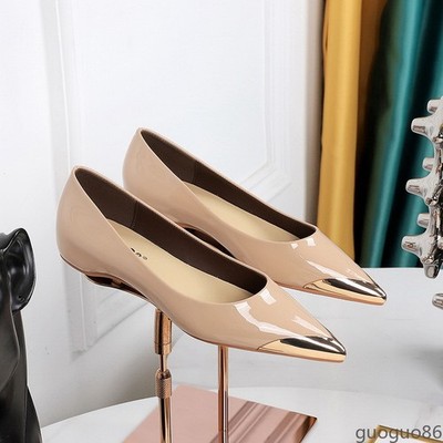 Women's Patent Leather Flat Shoes Slip on Hidden Wedge Heel Women Daily Pumps