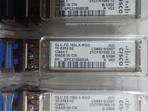 CISCO GLC-FE-100FX-RGD 100BASE-FX SFP transceiver, 2Km - Pack of 5. NEW. - 第 2/2 張圖片