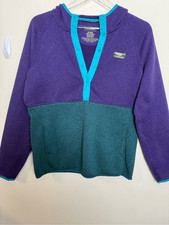 LL Bean Fleece Original Colorway 90s Vibe Pullover Hoodie Snaps Medium 502845 Pu