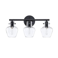 Hukoro 19 in. Matte Black 3 Light Bathroom Vanity Fixture w/ Clear Glass Shade