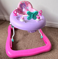 Pink & Purple Foldable Baby Walker with Butterfly Play Tray, Plastic
