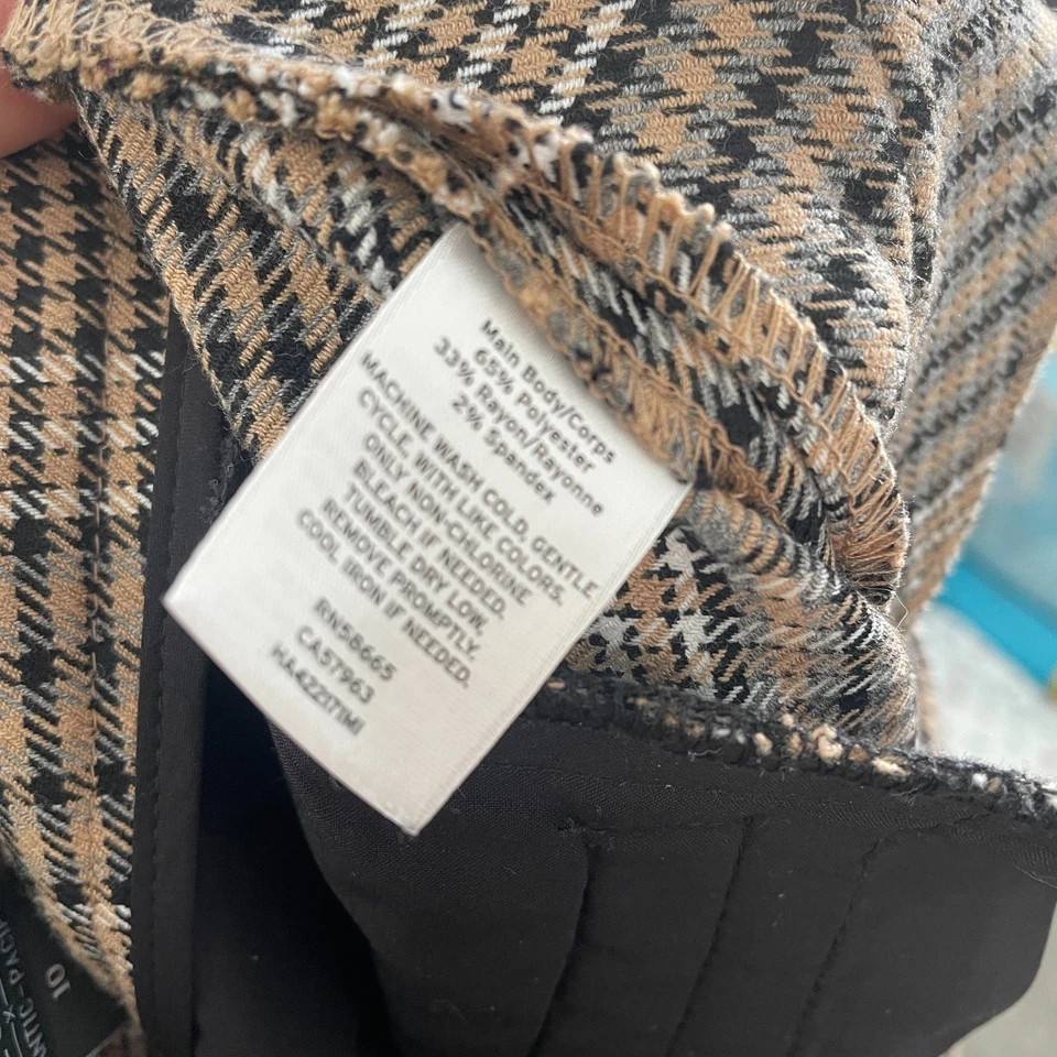 Брюки женские Halogen x Atlantic Pacific 10 коричневые клетчатые широкие штанины с высоким подъемом - Изображение 3 из 4