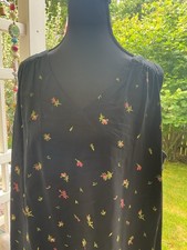 Old Navy Rose Print V-Neck Tie-In-Back Knee Length Rayon Sleeveless Dress Sz L