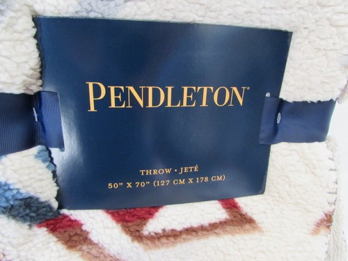 Pendleton White Sands Sherpa Throw Blanket 50" X 70" Tan Southwest Plush Aztec - Picture 2 of 10